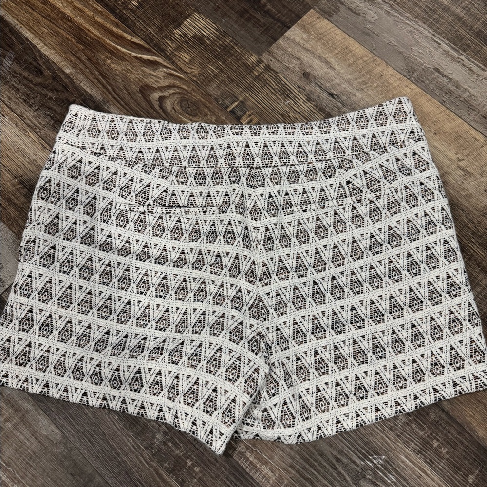 LOFT High Waist White and Black Patterned Shorts